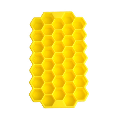 L'HOPAN Ice Cube Molds & Trays - Easy Release Ice Cube Trays Silicone, Totally 37-Ice Trays for Whiskey, Cocktail, LFGB Certified and BPA Free,Yellow