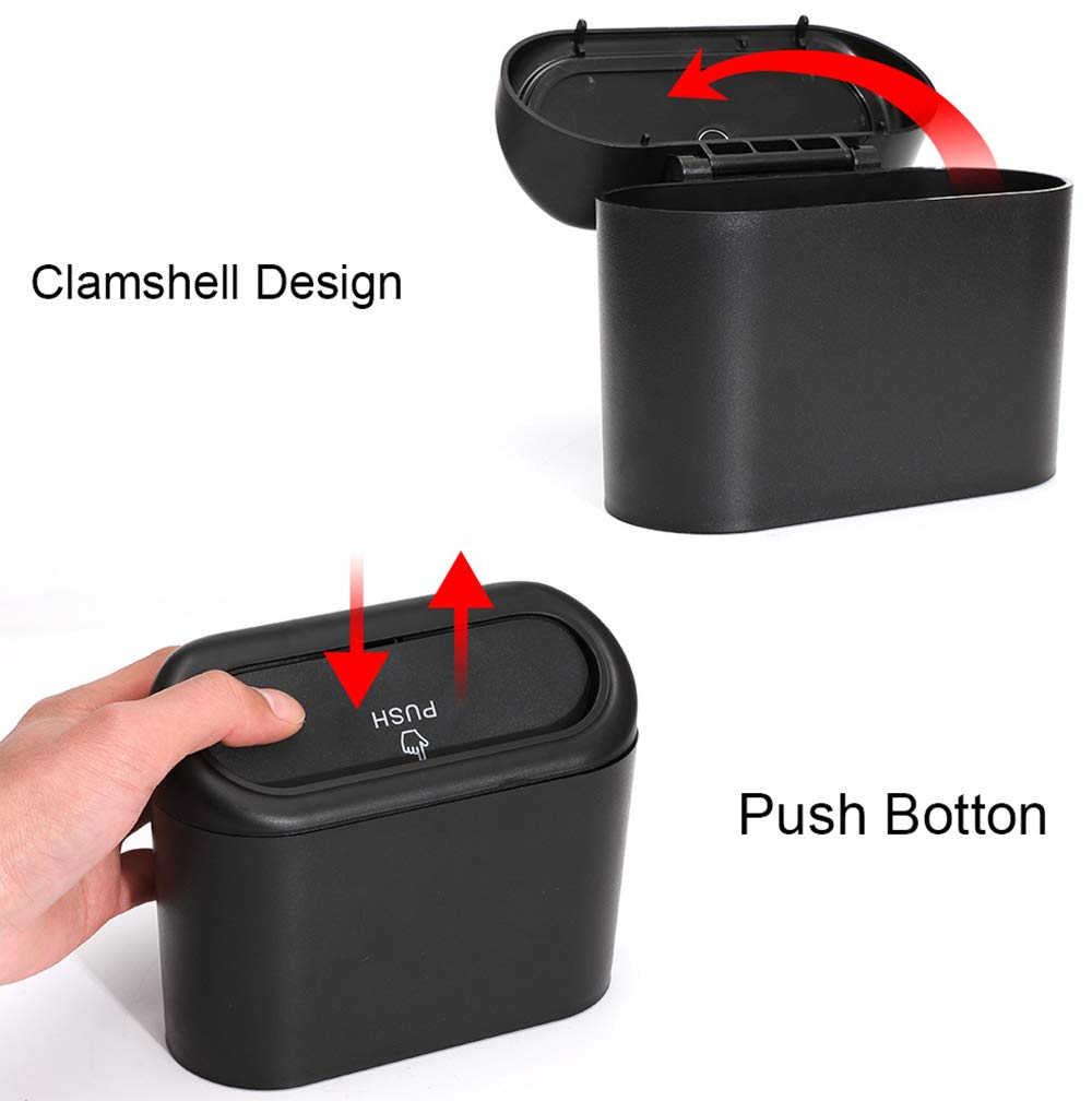 Car Trash Can with Lid, Accmor Mini Vehicle Trash Bin Car Dustbin Garbage Organizer Storage 2 Packs, Automotive Garbage Can Bin Trash Container for Cars, Home, Office