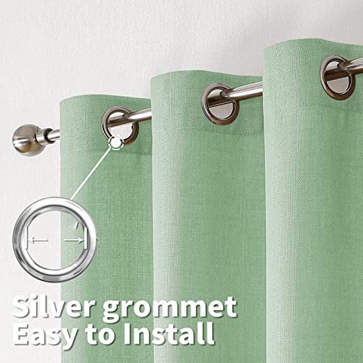 INtex CURTAINS Natural Linen Curtains -Semi Transparent Sheer -Soft And Durable Fabric -For Living Rooms And Bedroom Steel Grommets -Two Pieces 145W x 180L CM Light Grey