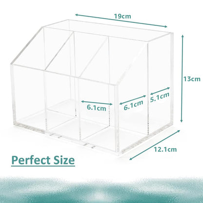Utensil Holder Organizer, Clear Acrylic Countertop Caddy for Storing Cutlery, Flatware, Spoons, Forks, Knives and Napkins, Suitable for Kitchens, Buffets and Dining Tables, Clear