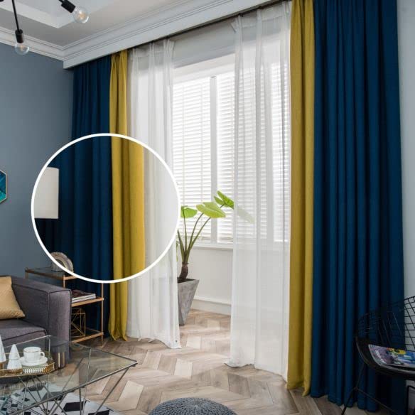 INtex CURTAINS HOUSE Velvet Sabia Modern Design Curtain – Two colors With Tie-backs - 2 Piece - Basic Tape Design 400W X 230L CM Gray*Yellow