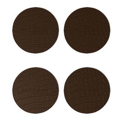 Circle Leather Coaster Set - Premium Faux Leather Coasters with Stylish Touch, Heat-Resistant and Scratch-Proof - Perfect for Coffee Tables, Dining, and Home Decor, Set of 4