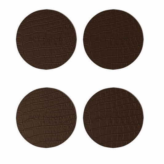Circle Leather Coaster Set - Premium Faux Leather Coasters with Stylish Touch, Heat-Resistant and Scratch-Proof - Perfect for Coffee Tables, Dining, and Home Decor, Set of 4