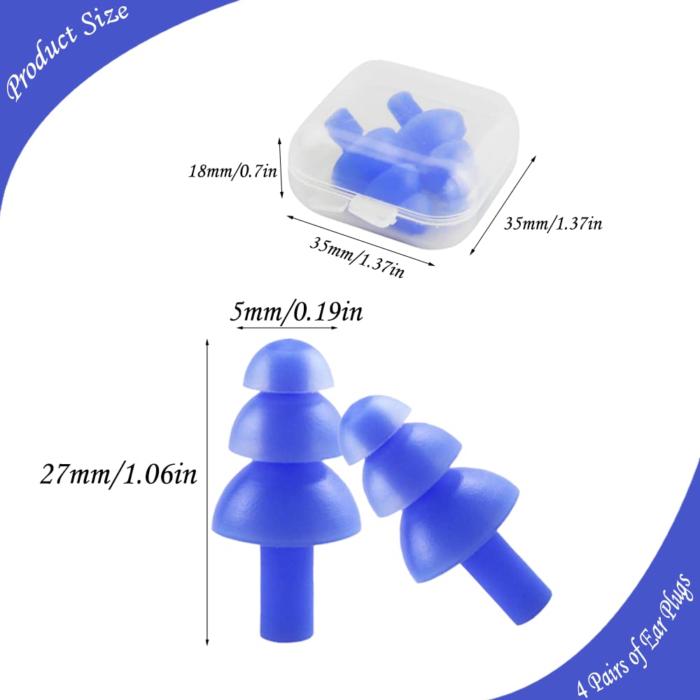 ZELHYEUU 4 Pairs Ear Plugs, Silicone Ear Plugs, Swimming Ear Plugs, Ear Plugs for Sleeping, Noise Cancelling Ear Plugs with Storage Box