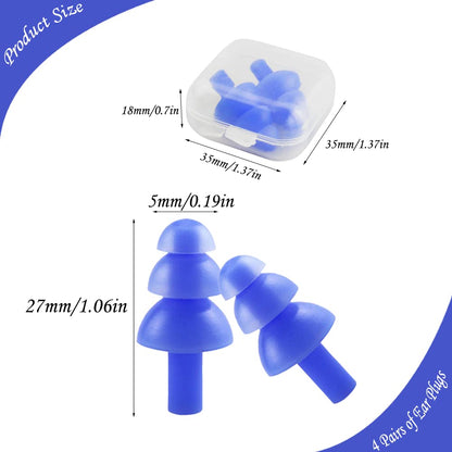ZELHYEUU 4 Pairs Ear Plugs, Silicone Ear Plugs, Swimming Ear Plugs, Ear Plugs for Sleeping, Noise Cancelling Ear Plugs with Storage Box