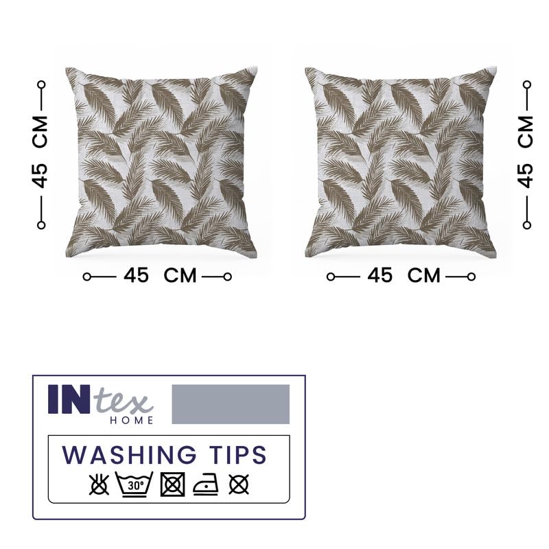 INTEX HOME Linen Velvet Cushion Set, Bella Leaf Pattern, Premium Soft Fabric, 40×40 cm, Turquoise, Elegant Living and Dining Room Decor, Comfortable and Durable Accent Pillows, 2 Pieces