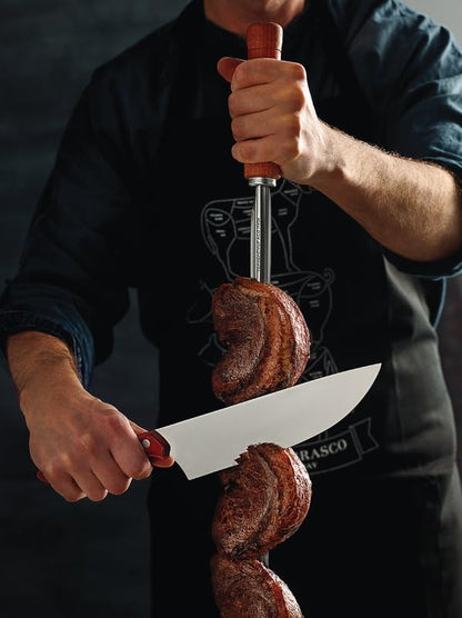 Barbecue Skewer, Stainless Steel Prong with Natural Wood Handle 65 CM, Durable Grilling Tool for Meats, Vegetables, and Kebabs