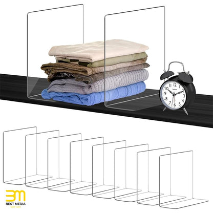 Clear Acrylic Shelf Dividers for Closet Organization 8 Pack, Heavy-Duty, Adjustable Separators for Clothing, Purses & Linens, for Bedroom & Wardrobe