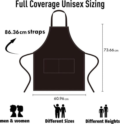 Waterproof Bib Apron - Unisex Apron Bulk with 2 Roomy Pockets Machine Washable for Kitchen Crafting