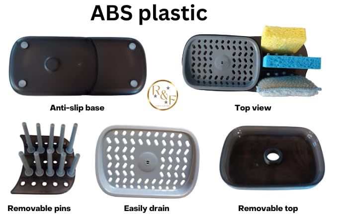 Refiner and Fuller Dish soap Pump Dispenser Sink Kitchen Caddy Organizer Set with Sponge Included. 3 in 1 Convertible Multi Storage Holder for sponges, Scrubs, Brushes More.