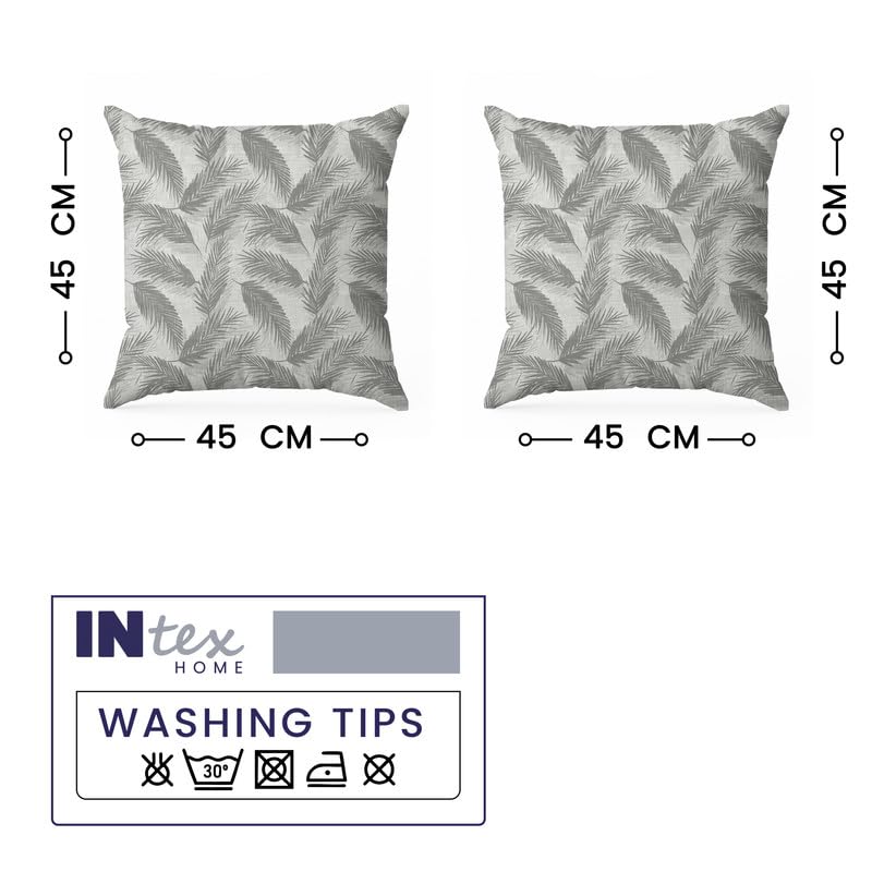 INTEX HOME Linen Velvet Cushion Set, Bella Leaf Pattern, Premium Soft Fabric, 40×40 cm, Turquoise, Elegant Living and Dining Room Decor, Comfortable and Durable Accent Pillows, 2 Pieces