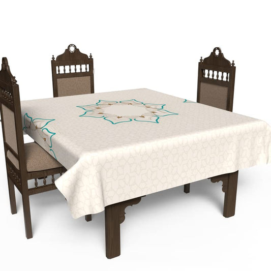 Islamic Dora Waterproof Tablecloth, a Multicolor 140x140 cm Square Table Cover made from Spillproof Polyester Fabric, a Vibrant and Durable Protector for your Kitchen or Dining Table