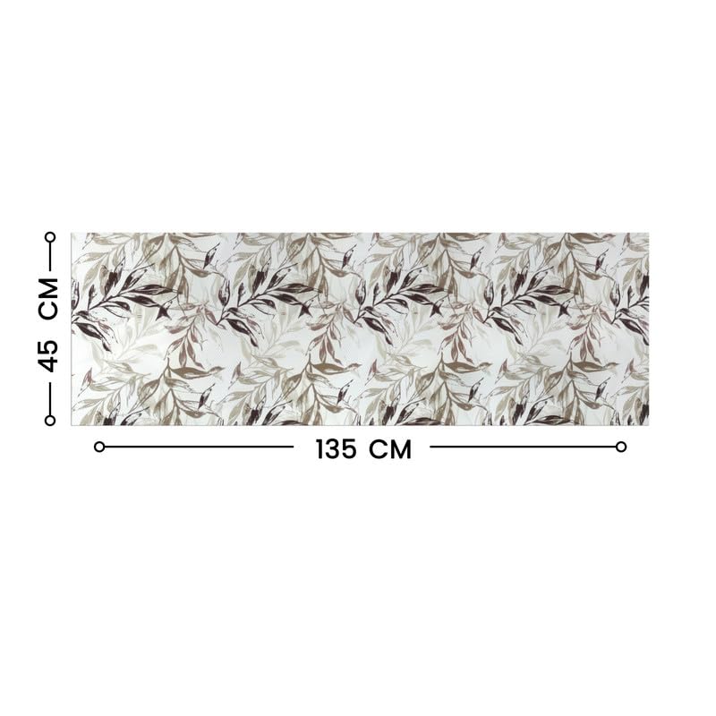 INtex HOME Linen Velvet Table Runner, 45 x 130 cm, Modern Leaves Design, Elegant Rectangular Tablecloth for Dining, Living Room and Kitchen, Soft, Durable - Café x Brown - Single Piece