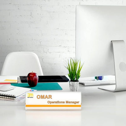 12 Pack Acrylic Name Plates for Desk, 21x7.3 CM, Clear Tent Sign Holders, Double-Sided Reusable Display Stands for Office, Classroom, and Conference Events