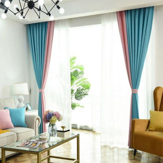 Velvet Sabia Modern Design Curtain – Two colors With Tie-backs 2 Piece - Steel Grommets