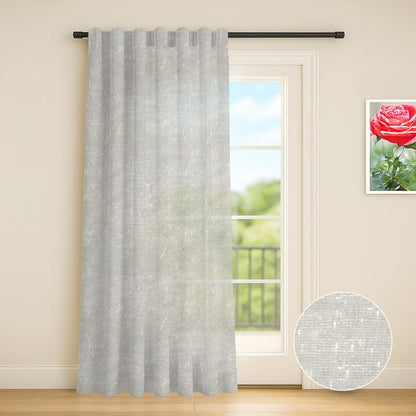 INTEX HOME Elegant Linen Curtain Panel, Semi-Transparent Air Filtering Fabric with Two Hanging Options, Soft Light Filtering Window Cover, Lightweight 1 Piece - Off-White - 400 W x 230 L