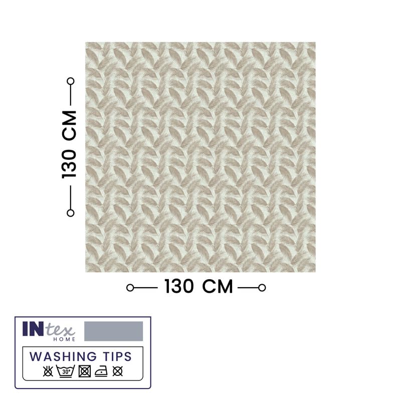 INTEX HOME Linen Velvet Table Cloth, Bella Leaf Pattern, Premium Soft Fabric, 130W×130L CM, Turquoise, Elegant Dining and Living Room Decor, Durable Protection for Daily Use and Special Occasions