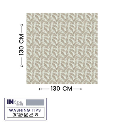 INTEX HOME Linen Velvet Table Cloth, Bella Leaf Pattern, Premium Soft Fabric, 130W×130L CM, Turquoise, Elegant Dining and Living Room Decor, Durable Protection for Daily Use and Special Occasions