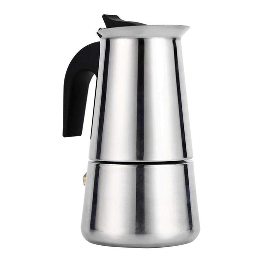 Dioche Stainless Steel Coffee Maker, 100ml/200ml/300ml/450ml Moka Pot Espresso Coffee Maker Stove for Home Office Use(100ml), Silver