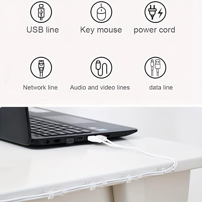 SYGA Pack of 20 Self-Adhesive Cable Clips Organizer Drop Wire Holder Cord Management System (Transparent)