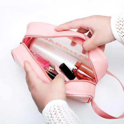 Toiletry Bag for Women Clear Travel Bags for Toiletries Portable PVC Large Clear Makeup Cosmetic Toiletry Organizer Bag Waterproof Transparent Small Clear Handbag for Women, 3PCS Pink 02, Journey