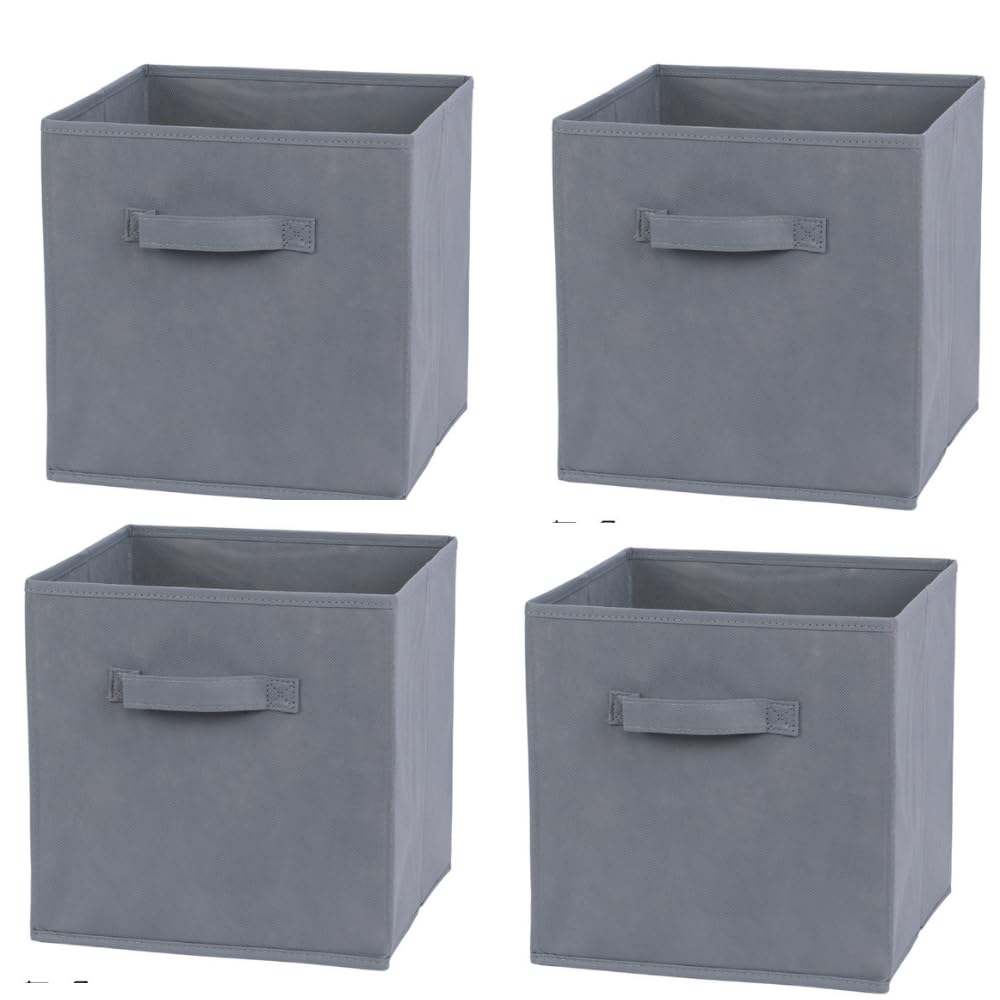 RampSupplies Foldable Storage Cubes with Handles, 30cm x 30cm x 30cm,Fabric Storage Boxes, Toy Baskets for Baby Clothes Home and Office Room Organizers (Gray)