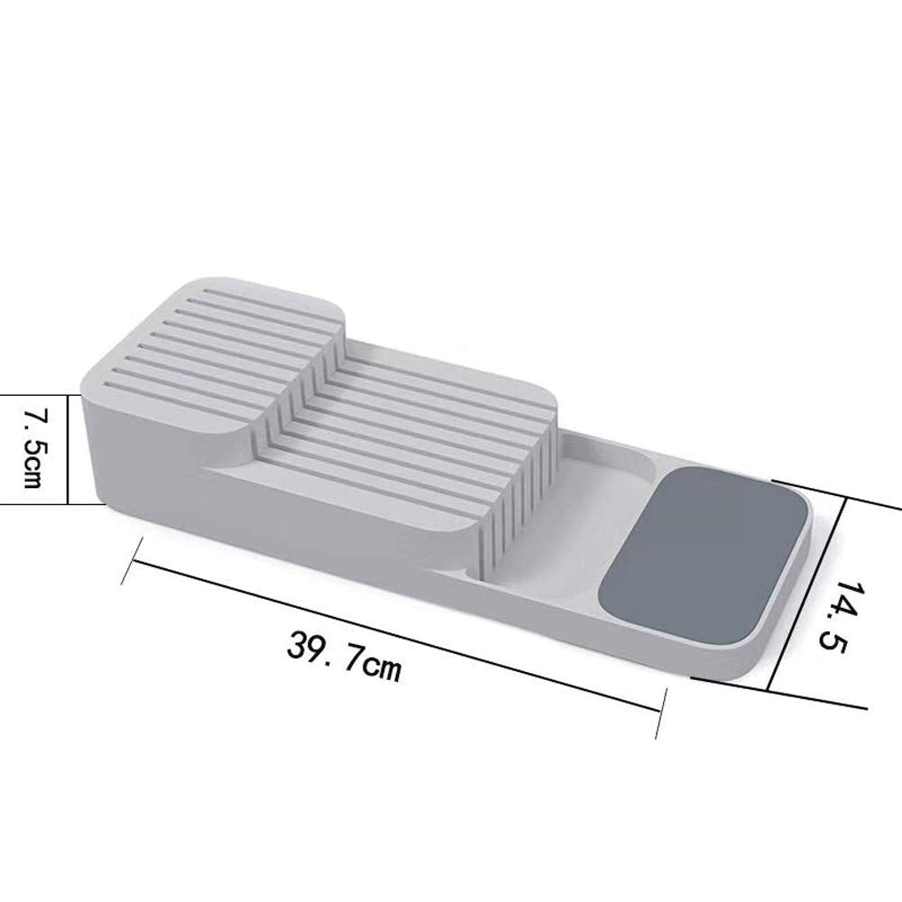 axGear Kitchen Drawer Organizer Tray for Knives Knife Block Cutlery Storage Grey -