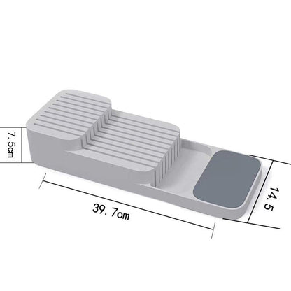 axGear Kitchen Drawer Organizer Tray for Knives Knife Block Cutlery Storage Grey -