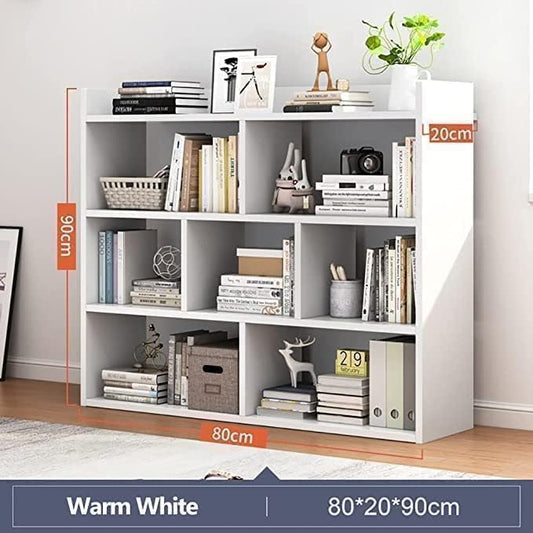 Wood Bookshelf Organizer in White, 90x20x80cm Geometric Display Shelf for Modern Home, Library, or Office, S-Shaped Freestanding Bookcase, Unique Design for Every Room