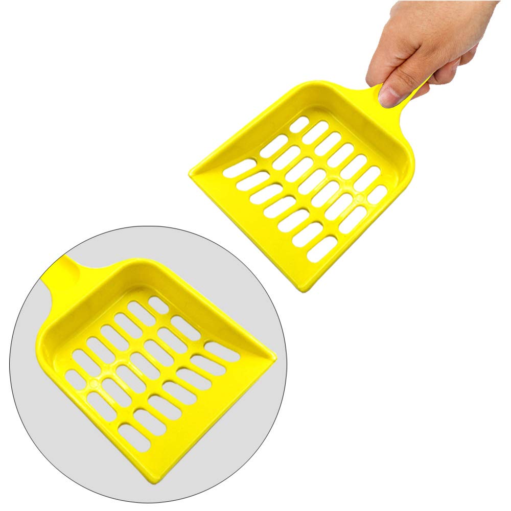 NA Cat Litter Shovel Plastic Scoop Pet Cleaning Tool (Beige, Yellow, Black) - Pack of 3