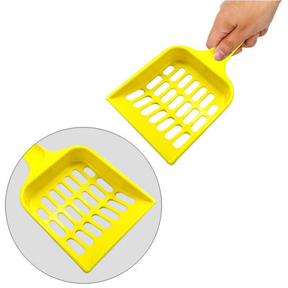 NA Cat Litter Shovel Plastic Scoop Pet Cleaning Tool (Beige, Yellow, Black) - Pack of 3