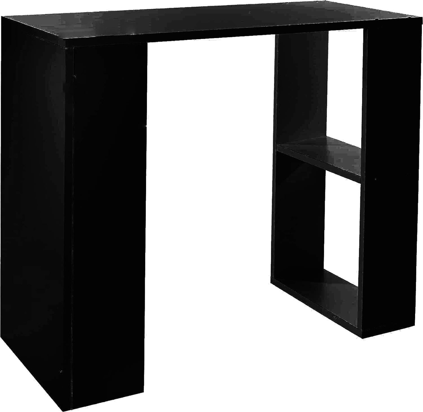 Desk With Racks in Black, Computer Workstation with Shelves and Monitor Stand, Gaming Desk with Storage, Home Office Desk with Integrated Shelving, Modern Design