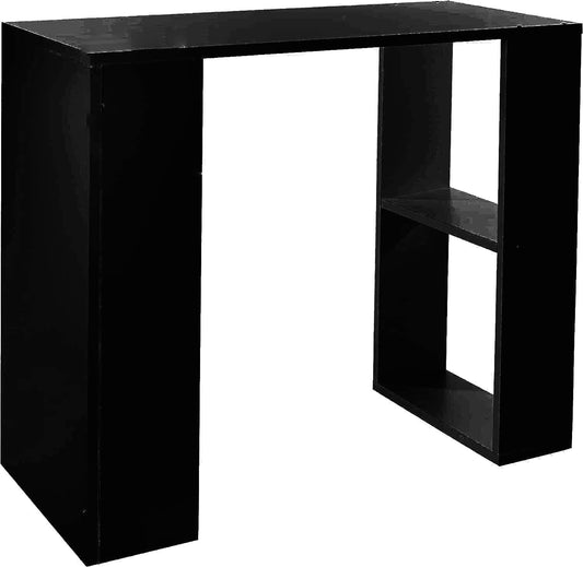 Desk With Racks in Black, Computer Workstation with Shelves and Monitor Stand, Gaming Desk with Storage, Home Office Desk with Integrated Shelving, Modern Design