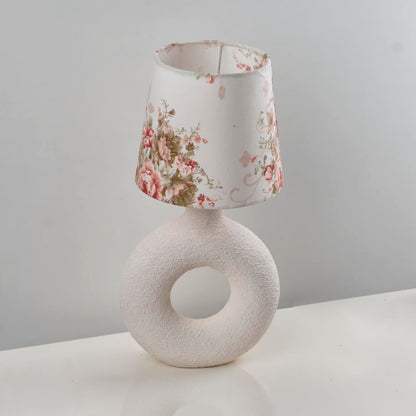 أباجورة ديكور بشكل دونات قاعدة فايبر جلاس وشابوه مطبوع بنقشه الورد Darna modern lampshade from nagafa shop G-DW-FW-1