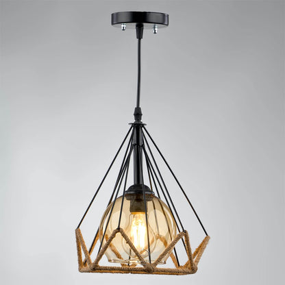 Diamond black rope pendant r1009