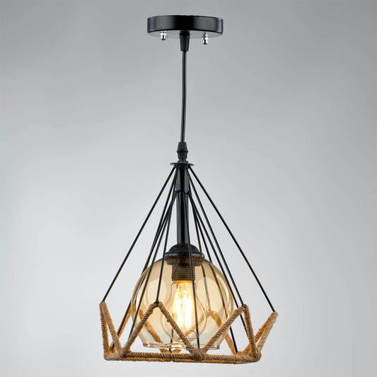 Diamond black rope pendant r1009