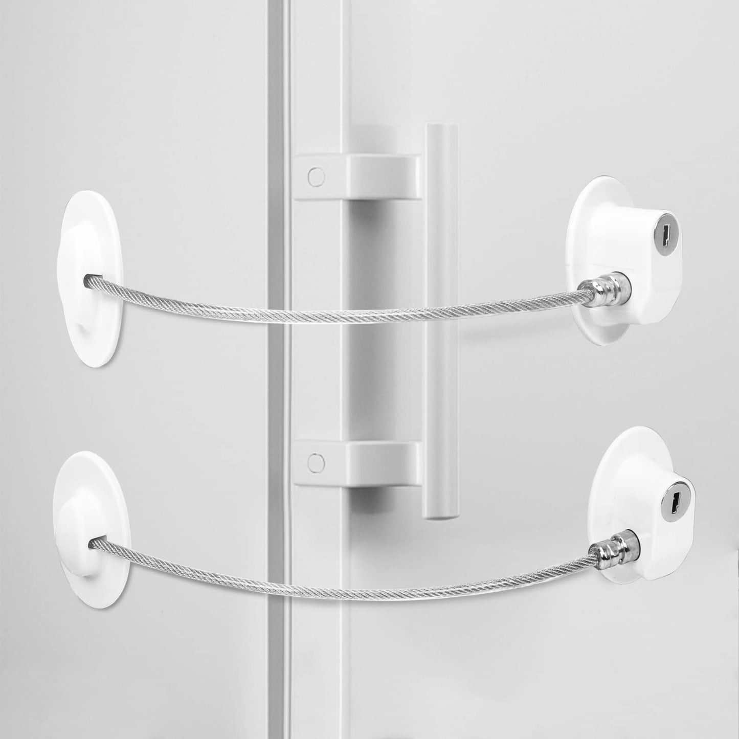 Fridge Lock (2 Pcs) Refrigerator Lock with Keys & Strong Adhesive, Fridge Locks for Kids, Child Safety Locks, Cabinet Lock, Freezer Lock, Security Window Lock, Window Stopper, Drawer Lock (White)