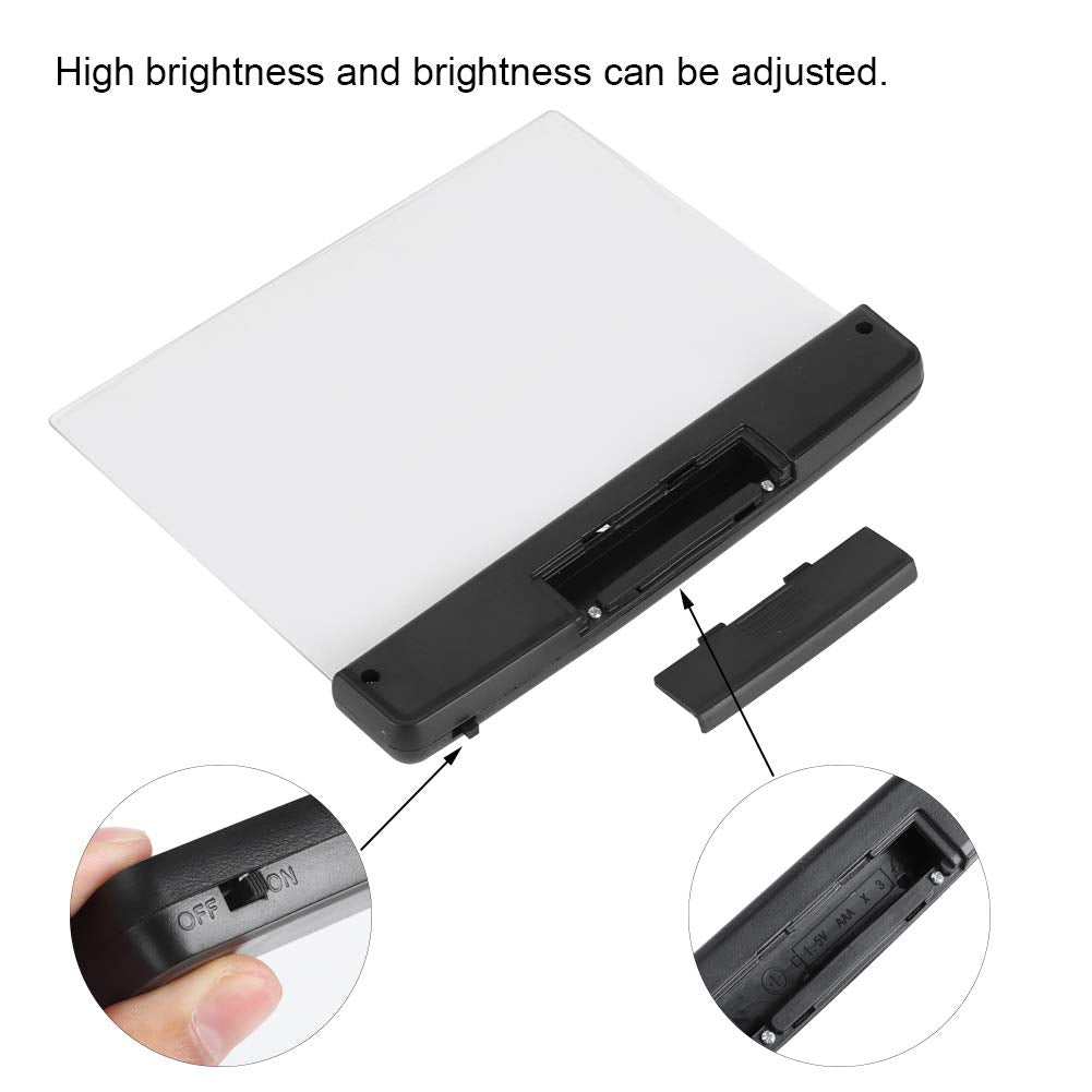 WESE Flat Reading Light, LED Flat Plate Book Light Reading Night Light, Portable Optical Angle Design LED Lamp, for Home Bedroom