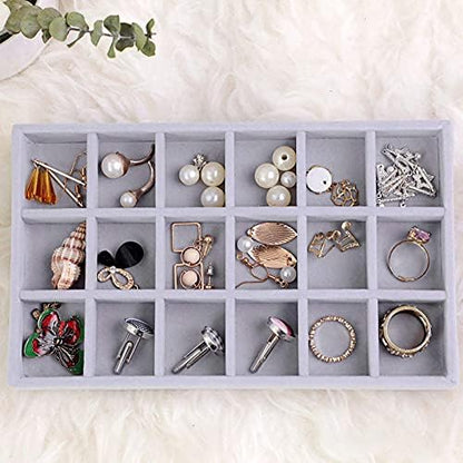 Jewelry Trays Organizer, Closet Drawer Accessories Tray Set of 4 Drawer Organizer for Earring, Ring, Gadgets & Cosmetics, Display Organizer Necklace Storage Showcase Bracelet Removable Tray