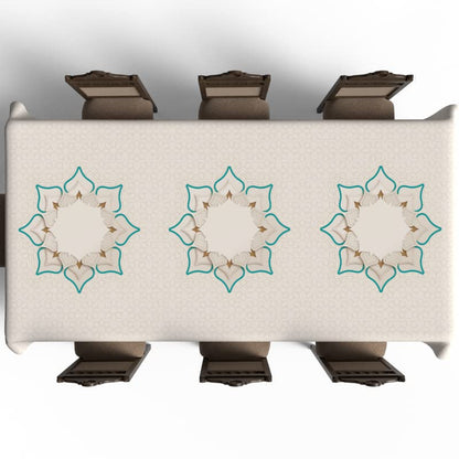 Islamic Dora Waterproof Tablecloth, a Multicolor 140x300 cm Rectangular Table Cover of Spillproof Polyester, a Vibrant Stain-Resistant Protector for Parties and Festive Dining