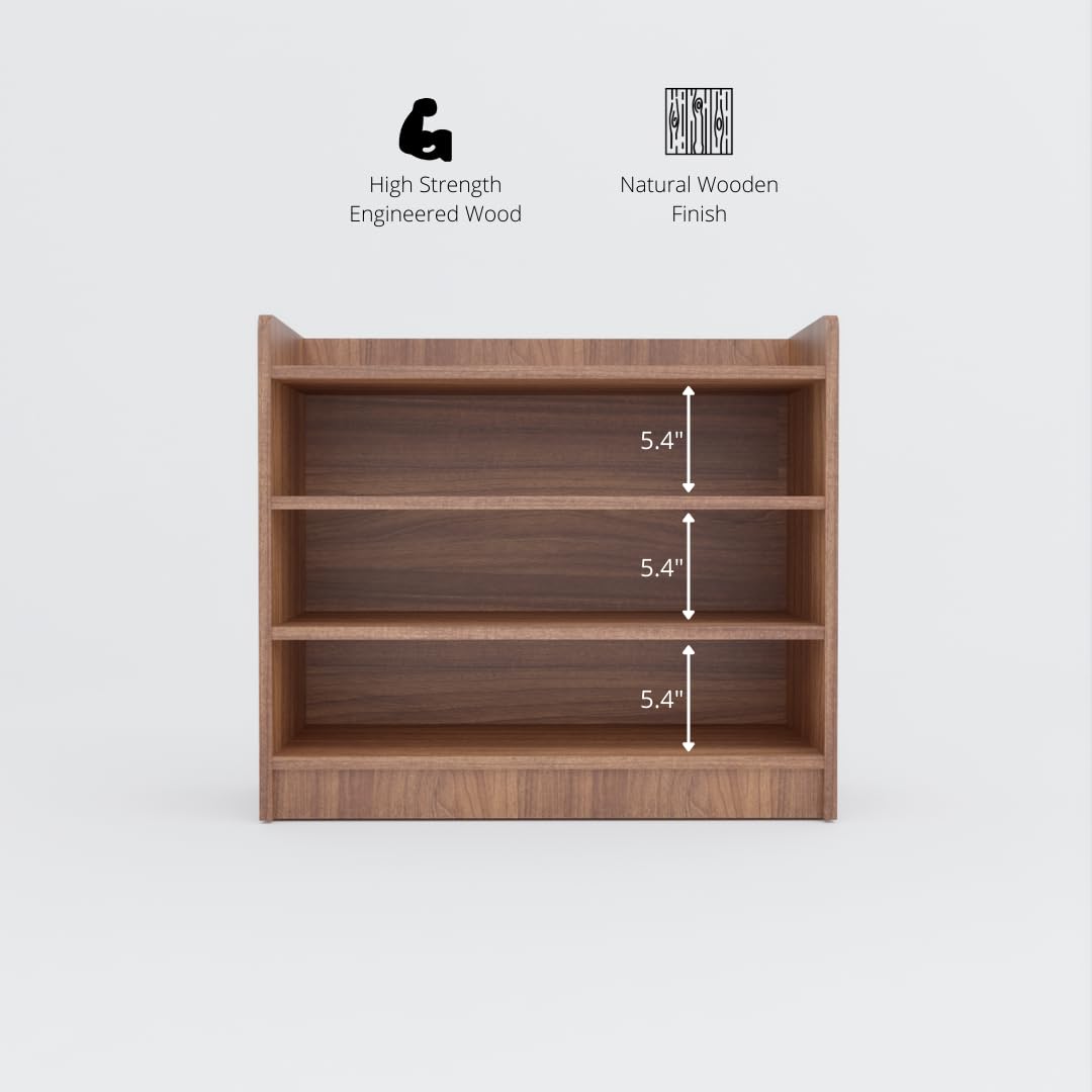 Wood Shoe Rack, Fits up to 15 Pairs, 4-Shelf Wooden Shoe Storage Organizer for Home, Knock-Down Design for Easy Assembly, Brown Finish