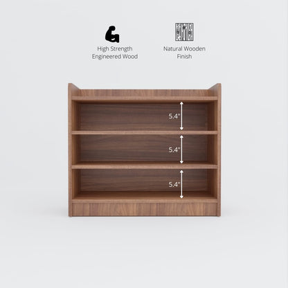 Wood Shoe Rack, Fits up to 15 Pairs, 4-Shelf Wooden Shoe Storage Organizer for Home, Knock-Down Design for Easy Assembly, Brown Finish