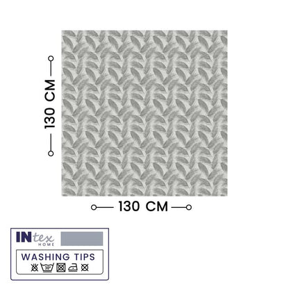 INTEX HOME Linen Velvet Table Cloth, Bella Leaf Pattern, Premium Soft Fabric, 130W×130L CM, Turquoise, Elegant Dining and Living Room Decor, Durable Protection for Daily Use and Special Occasions