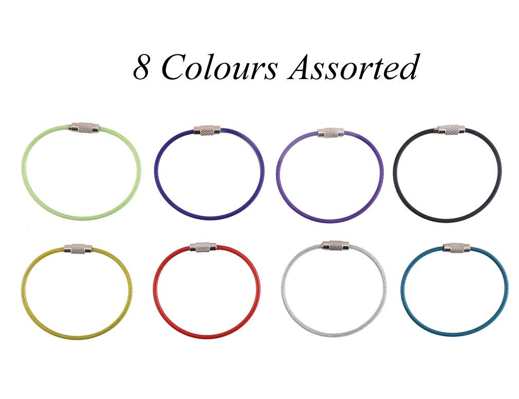 24 Pieces 6 Inches Wire Key Chains Cable Rings Stainless Steel Assorted Colours