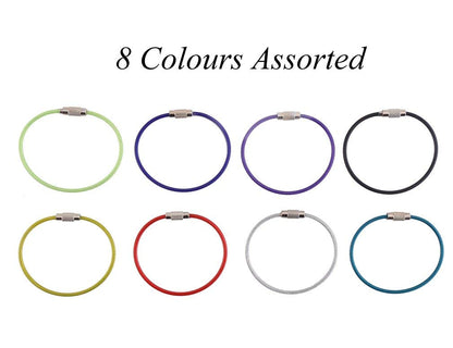 24 Pieces 6 Inches Wire Key Chains Cable Rings Stainless Steel Assorted Colours