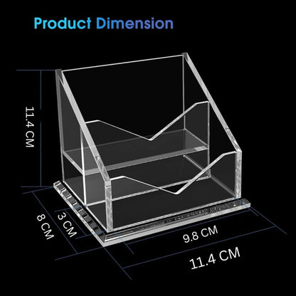 Clear Acrylic Business Card Holder, 2-Tier 2-Slot Display Stand, Holds up to 120 Cards, Desktop Name Card Organizer for Office and Exhibitions