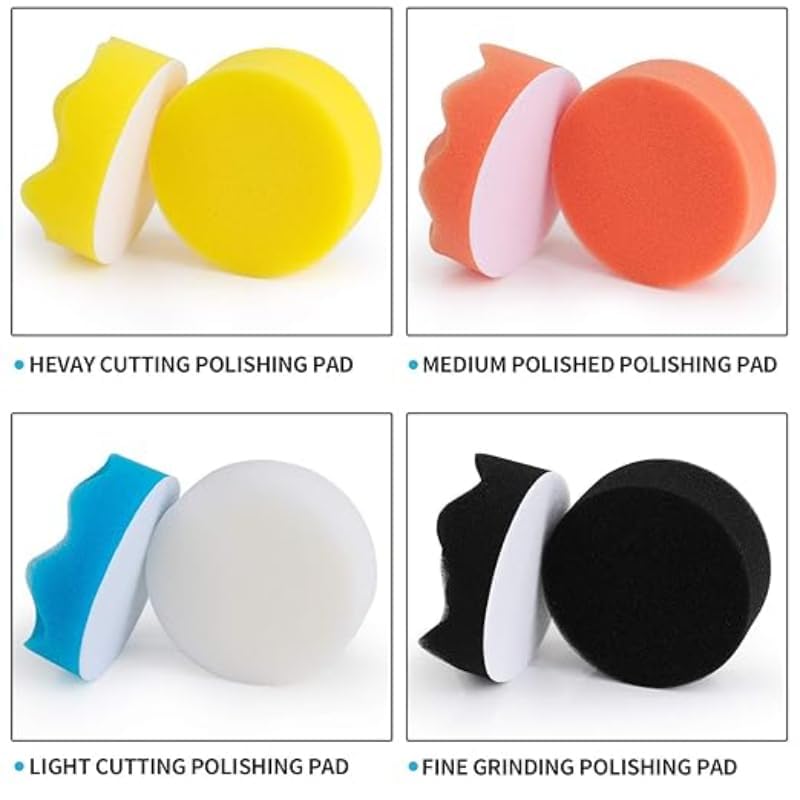 Foam Polisher Flat Sponge Buffing Polishing Pad Kit With M10 Drill Adapter For Compounding/Cleaning/Polishing Set Of 11 Pieces - Multi Color