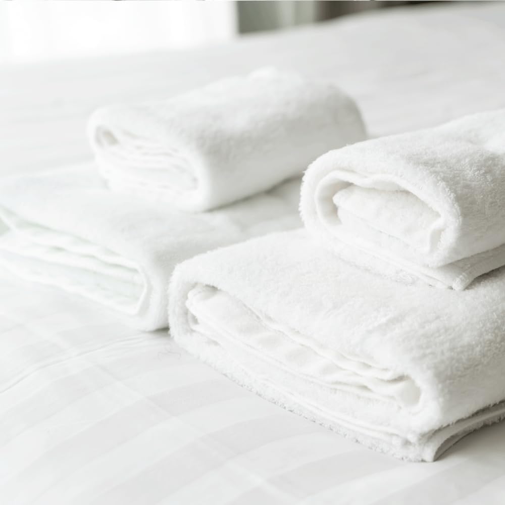 Hotel Cotton Set, White High GSM Soft and Absorbent Cotton, Multiple Size Bathroom Towels for Face, Hand, and Body, Daily Essentials