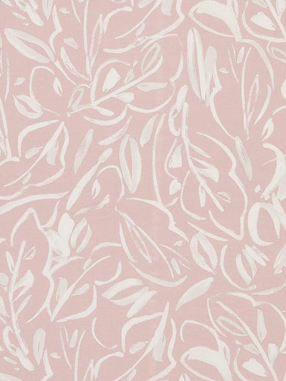 Linen Velvet Curtains - Pink Printed Leaves Sheer - Steel Grommets - 1 Piece