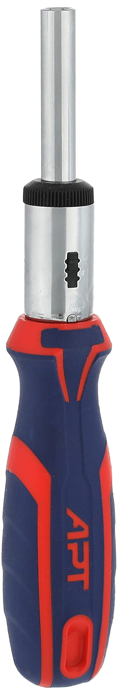 APT 11-Piece Screwdriver Set, Flat Bits, Made of strong durable Material, Ergonomic Soft-Grip Handle, Compact Organizer Case, Hand-Powered, Model AH145477-11